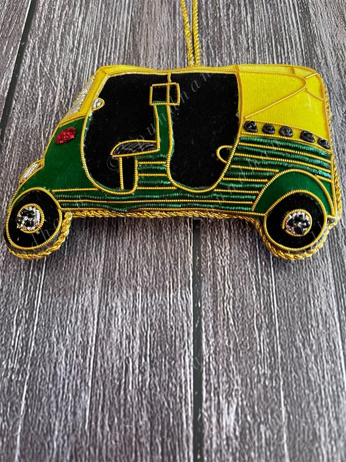 Embroidered Auto-Rickshaw Christmas Tree Ornament