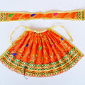 Deity Ambal Pavadai Set - Orange With Gold And Green Embellishments