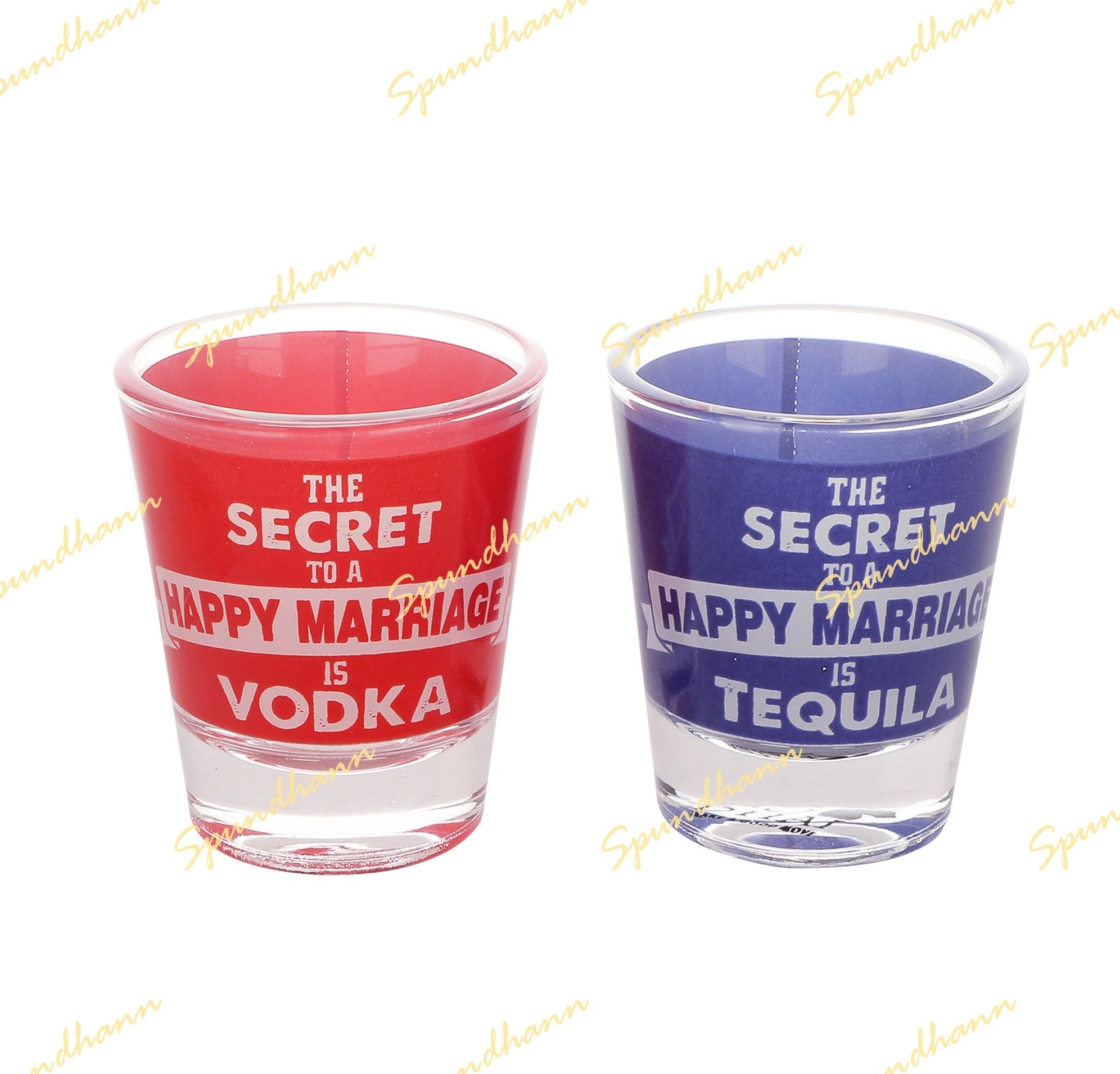 Happy Marriage Shot Glass Set of 2
