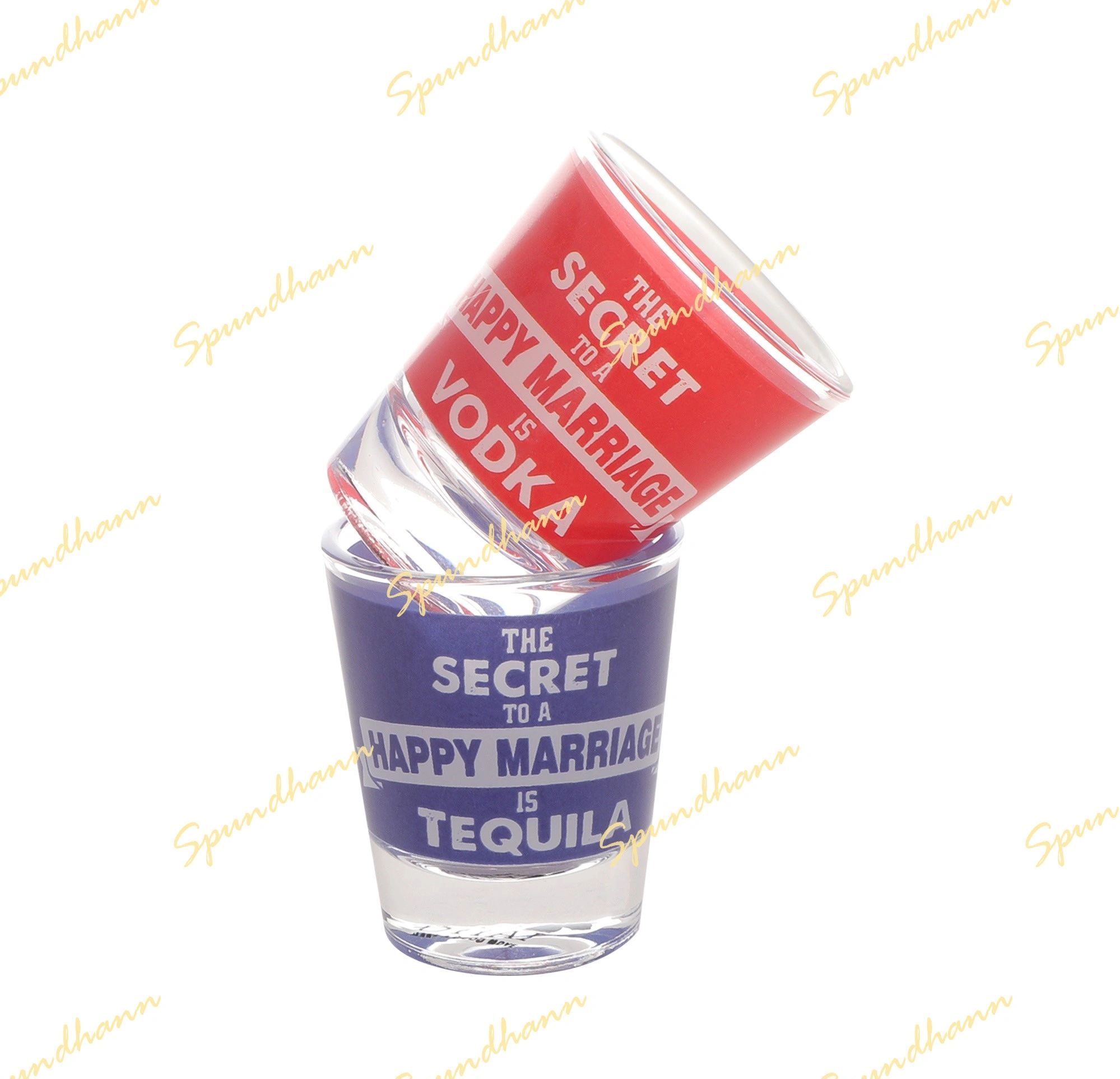 Happy Marriage Shot Glass Set of 2