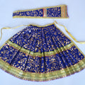 Deity Amman Pavadai Set - Royal Blue With Gold Embellishments (11 Inches)