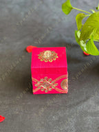 Pink Square Gift Box with Golden Embroidery
