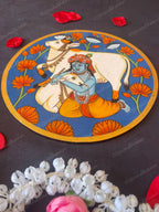 Lord Krishna Playing with His Cows Pichwai Wall Hanging Plate