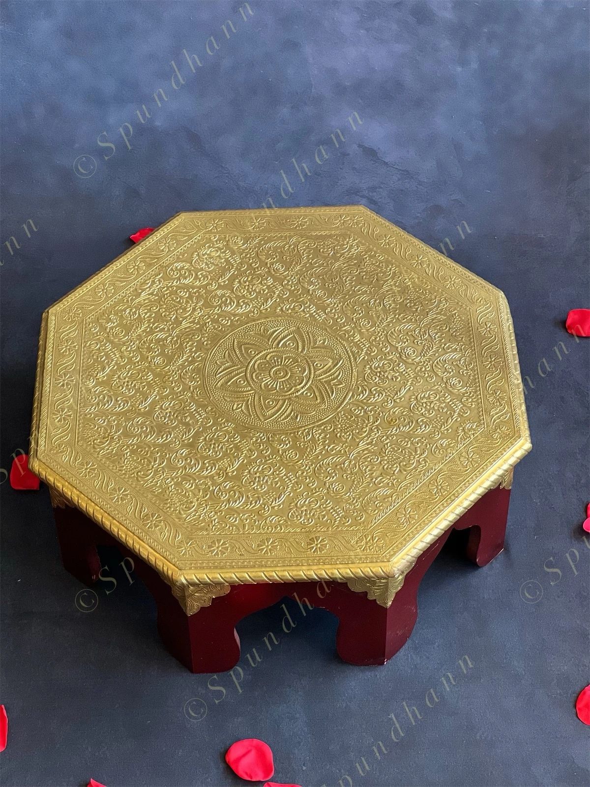 Hexagon Wooden Chowki Stool