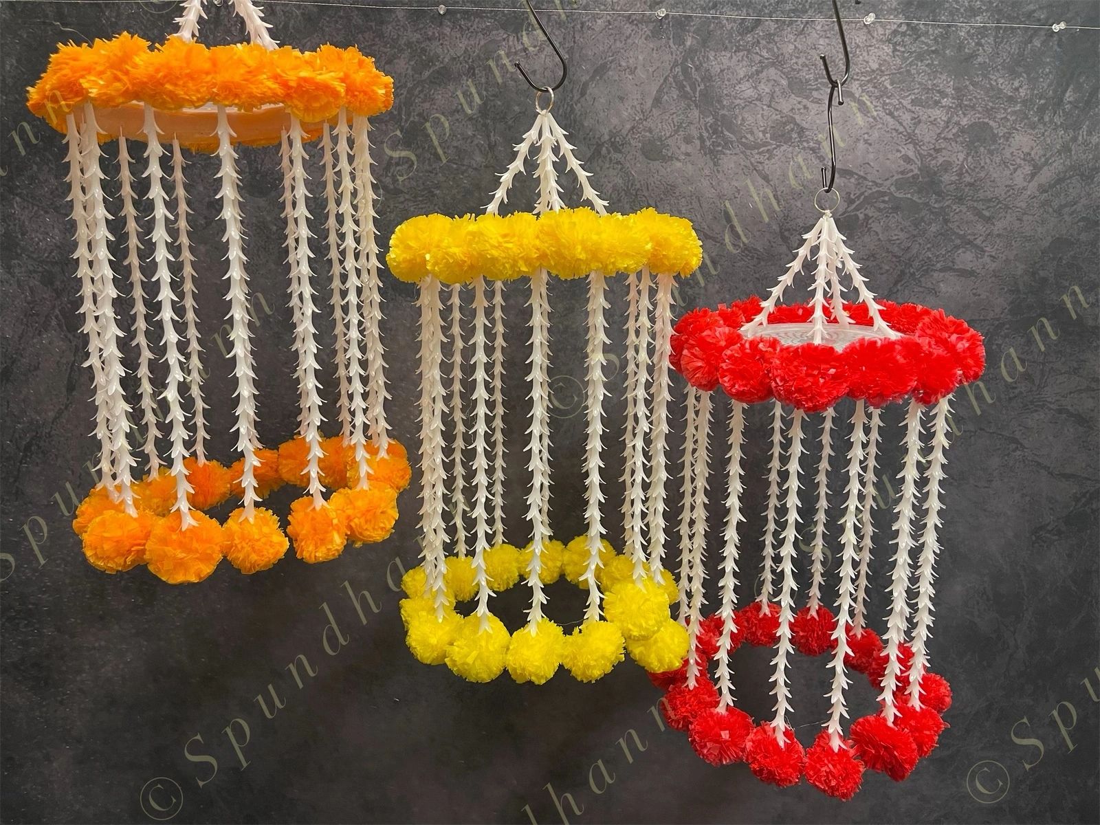 Designer Marigold & Rajnigandha Jhoomar Dangler Decor