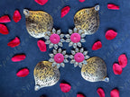 Studded Flower & Carved Leaf Tea Light Holder