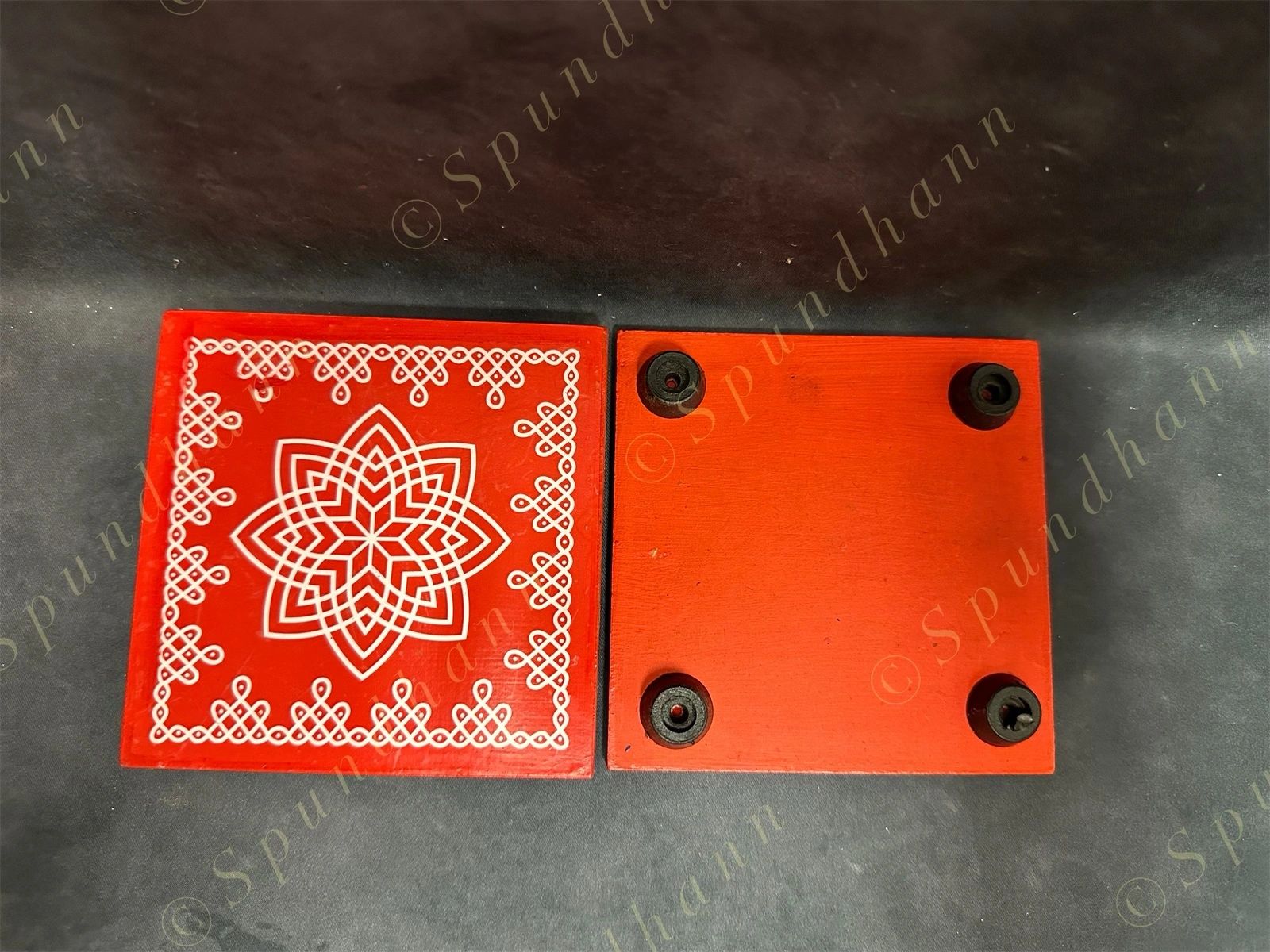 Rangoli Wooden Stand Pair