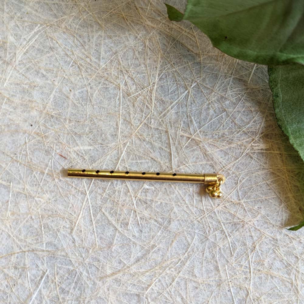 Plain Brass Krishna Flute for Temple Decor