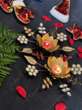 Large Floral Pearl & Studded Tea Light