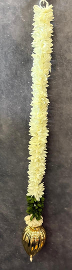 White Chameli String with Gold Drop