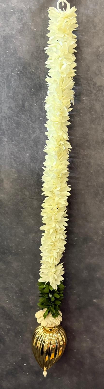 White Chameli String with Gold Drop