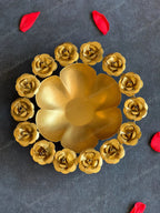 Golden Roses Floral Metal Urli