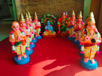 Handcrafted Alwar Saints Navaratri Golu Doll Set featuring the 12 Alwar saints, Lord Vishnu, and Goddess Lakshmi in vibrant colors and intricate detailing.