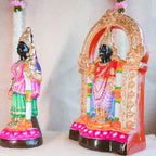 Handcrafted Navarathri Golu Dolls of Parthasarathy Perumal in standalone and Thiruvatchi forms, painted in vibrant colors.