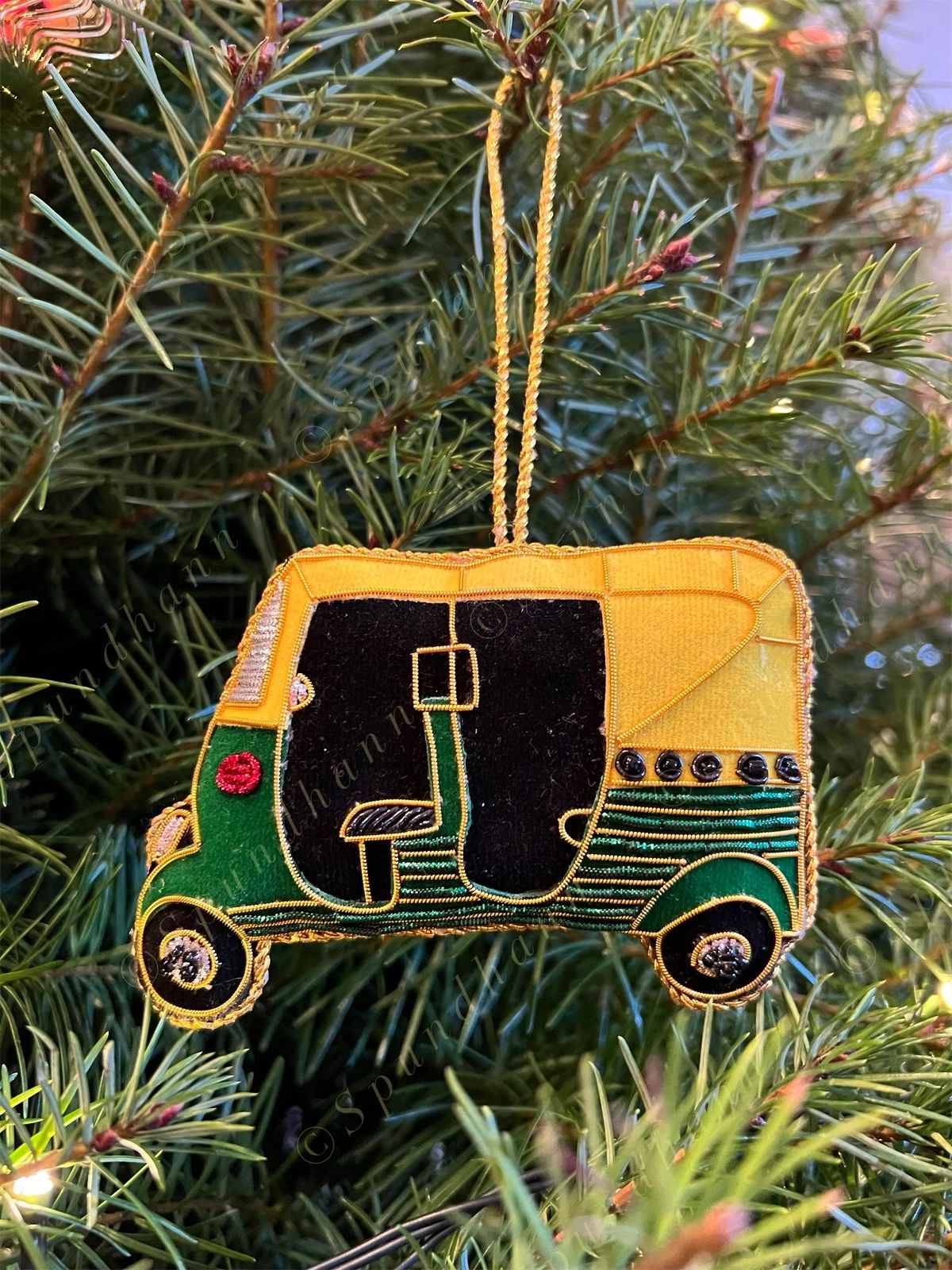 Embroidered Auto-Rickshaw Christmas Tree Ornament