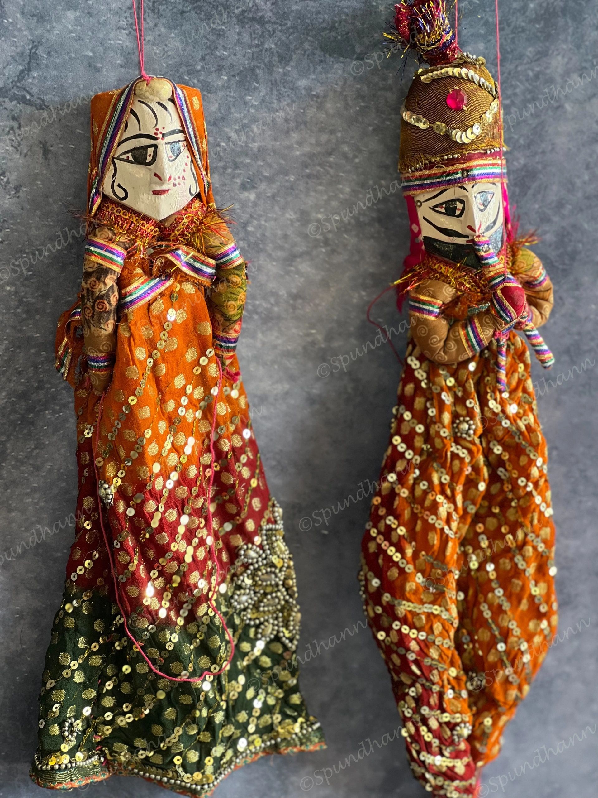 Ethnic Indian Rajasthani Kathputli Set of 2 (Puppet Dolls) #2