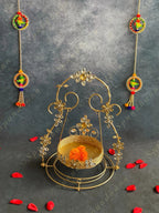 Golden Wired & Stone Studded Jhoola (Swing) for Deities