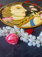 Beautifully Adorned Rajasthani Woman Pichwai Wall Hanging Plate Black