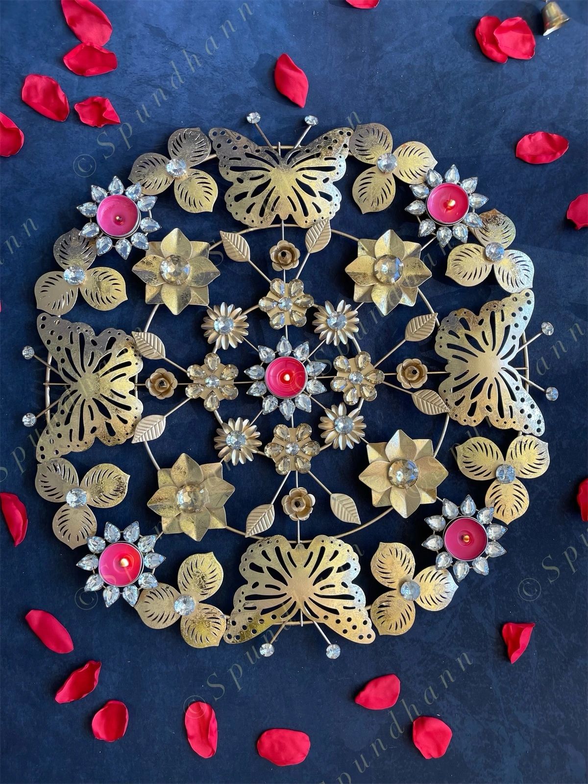 Decorative Studded Butterfly Rangoli Tea Light Holder