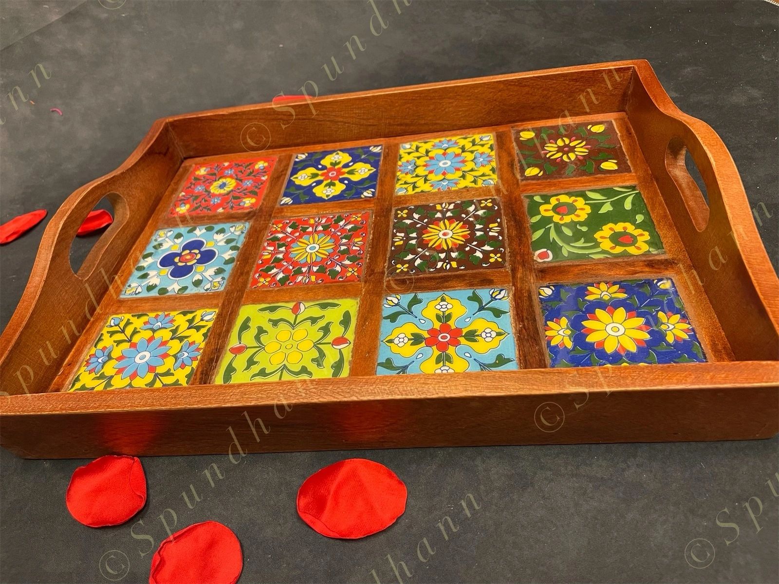 Ceramic Styled Wooden PARTY SERVING TRAY
