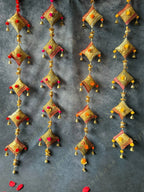 String of Pillows Kites with bells, center Bead -Single String
