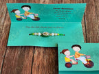 Rakhi with Greeting Card in Blue Color
