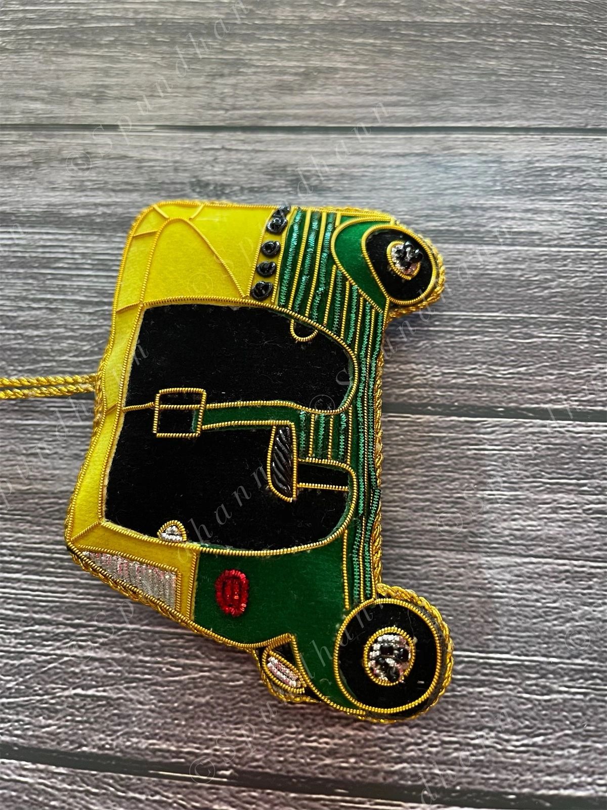 Embroidered Auto-Rickshaw Christmas Tree Ornament