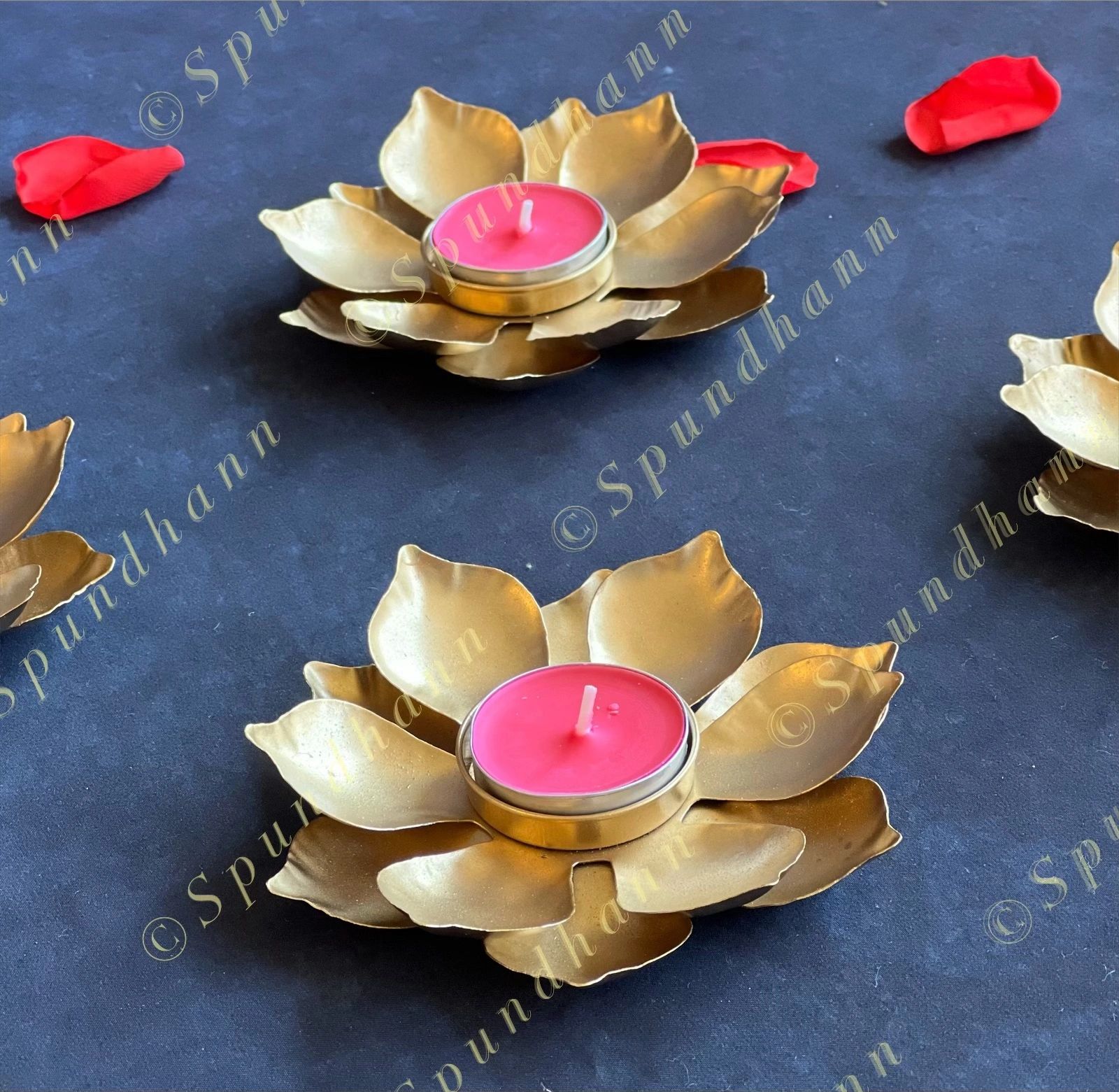 Golden Lotus Tea Light Holder