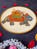 Pichwai Elephant Carriage Wall Hanging Plate