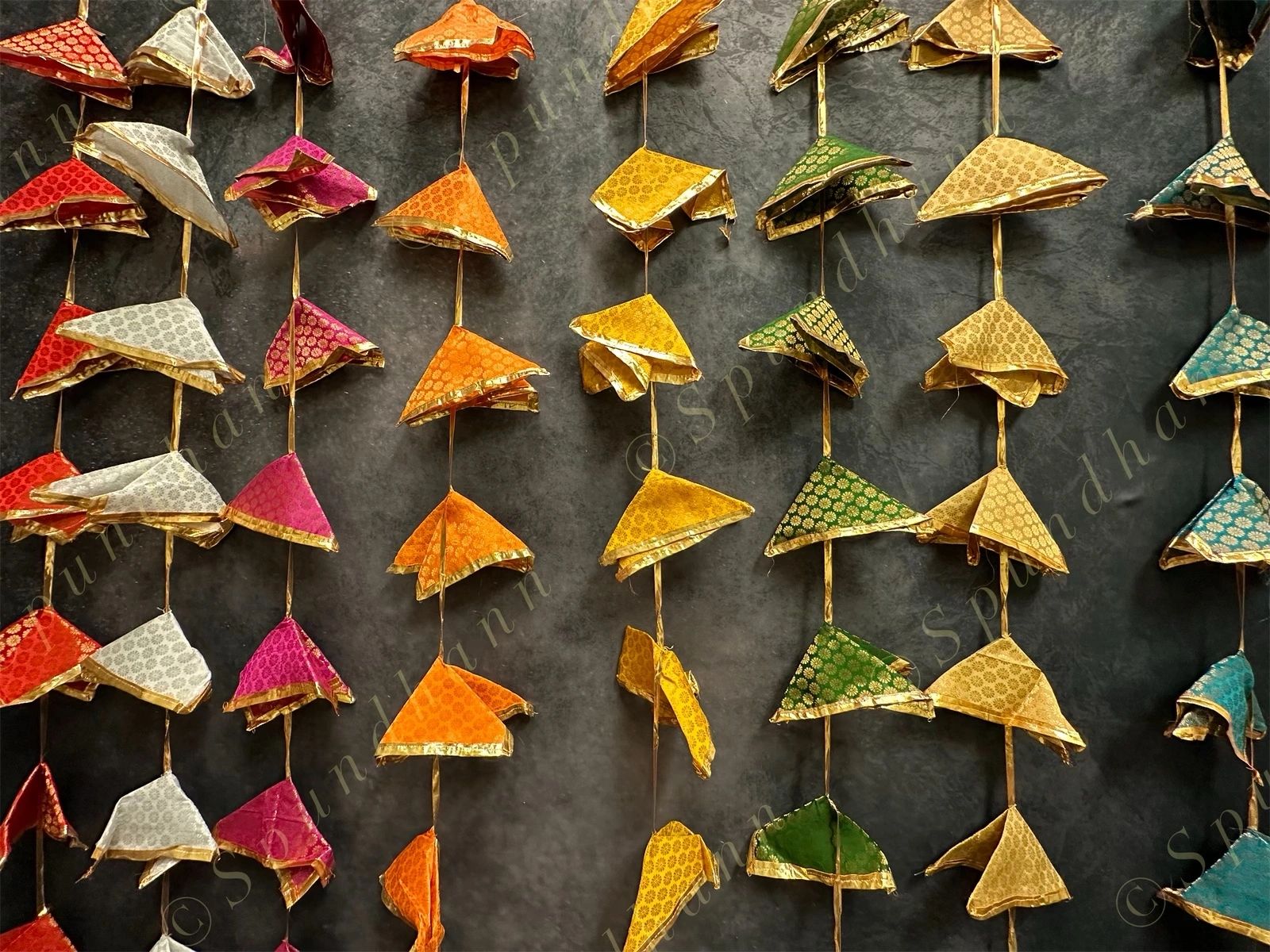 Designer Brocade Silk & Triangle Gota Dangler - Pack of 4 Strings