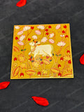 Pichwai Cow with Lotus Square Wall Hanging Plate