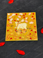 Pichwai Cow with Lotus Square Wall Hanging Plate