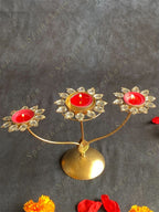Stone Studded 3 Tea Light Holder Stand
