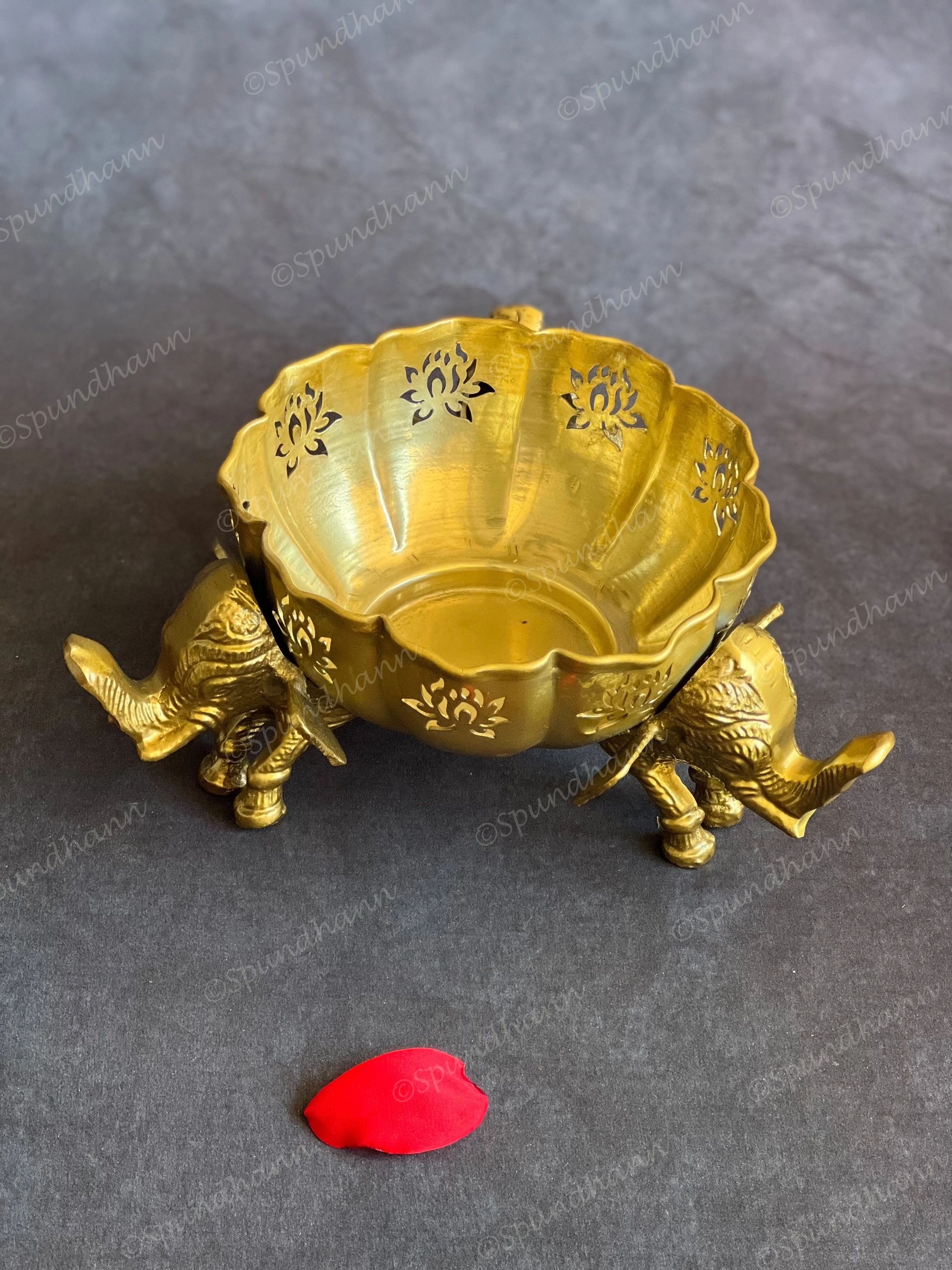 Lotus Cutwork Bowl with Elephant Stands