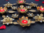 Embellished Floral & Gemstone Rangoli Tea Light Holder