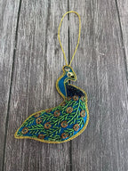 Embroidered Peacock Christmas Tree Ornament