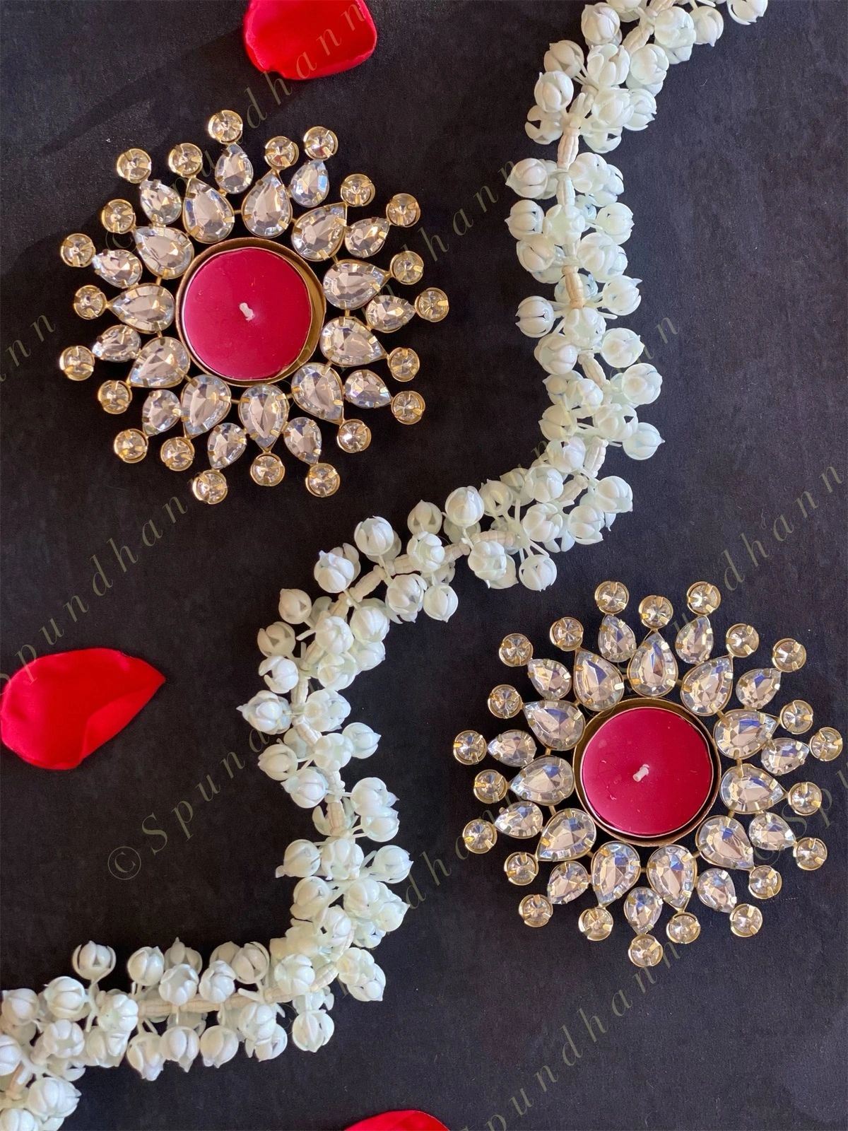 White & Golden Triple Studded Tea Light Holder