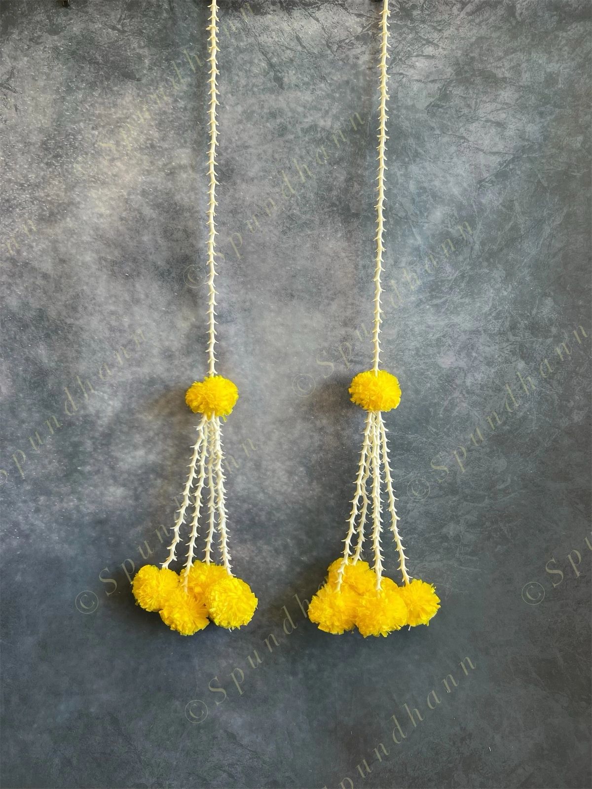 Marigold & Rajnigandha Dangler with Long Tassels - Set Of Two