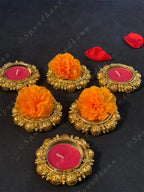Gokhru (Golden Carved Balls) Tea Light Holder