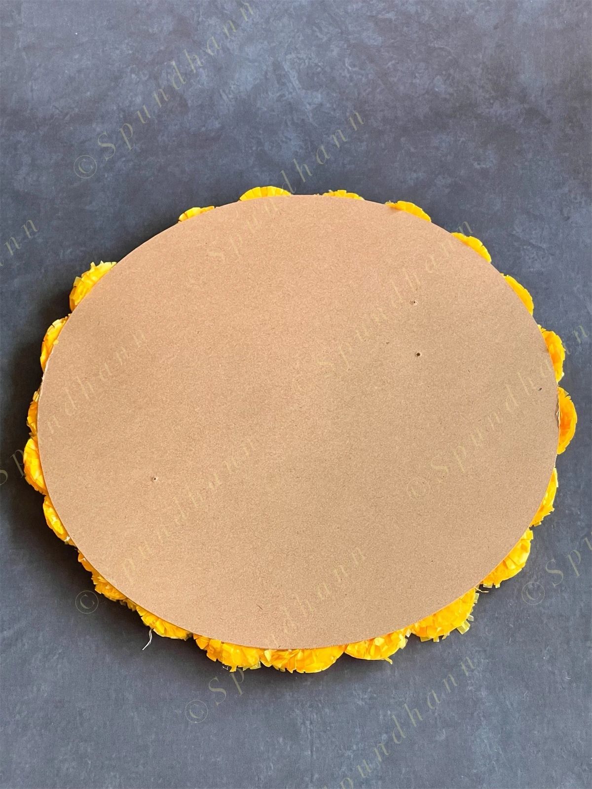 Marigold Circular Flower Placemat with Wood Base