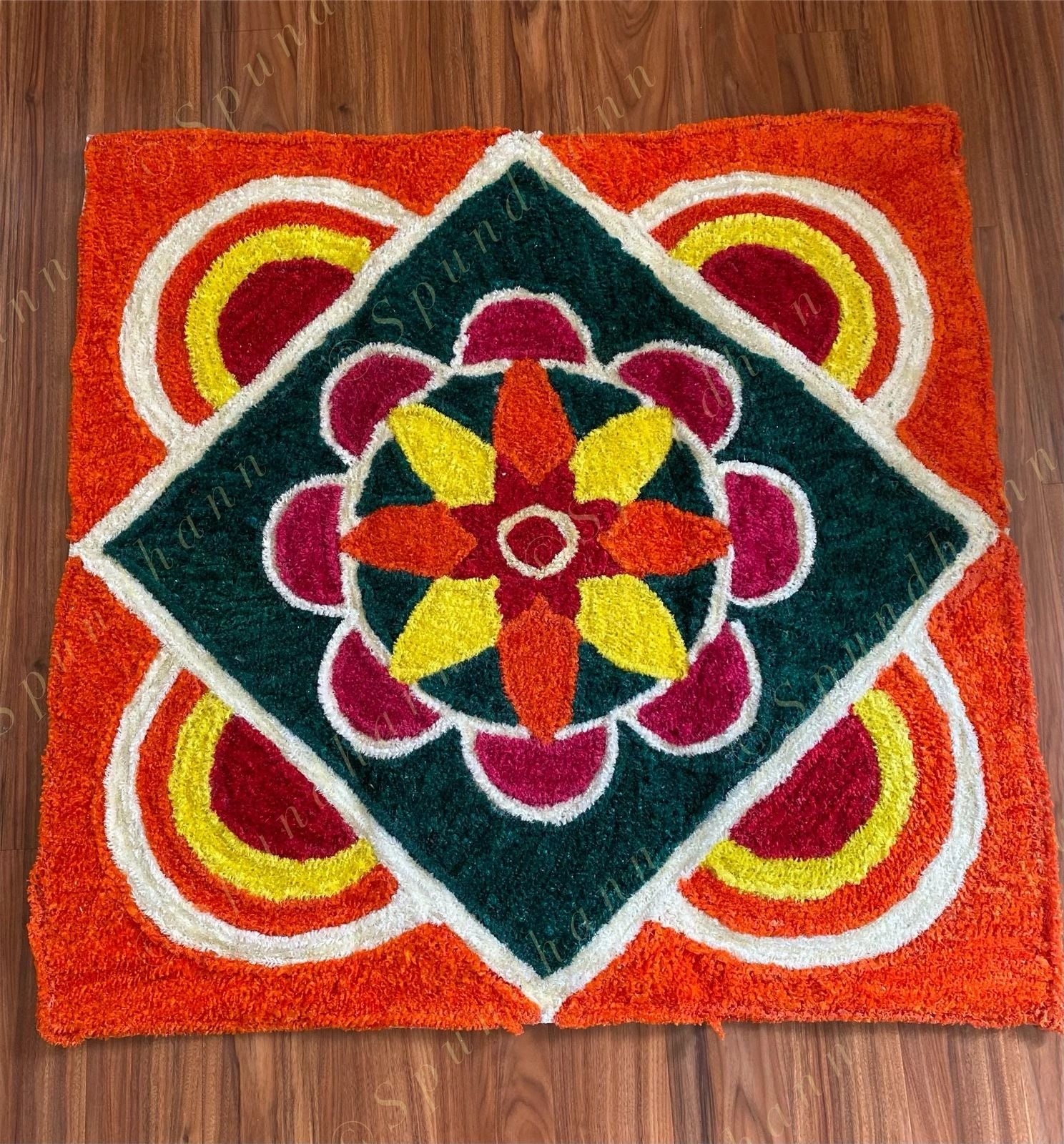 Square Floral Rangoli Mat