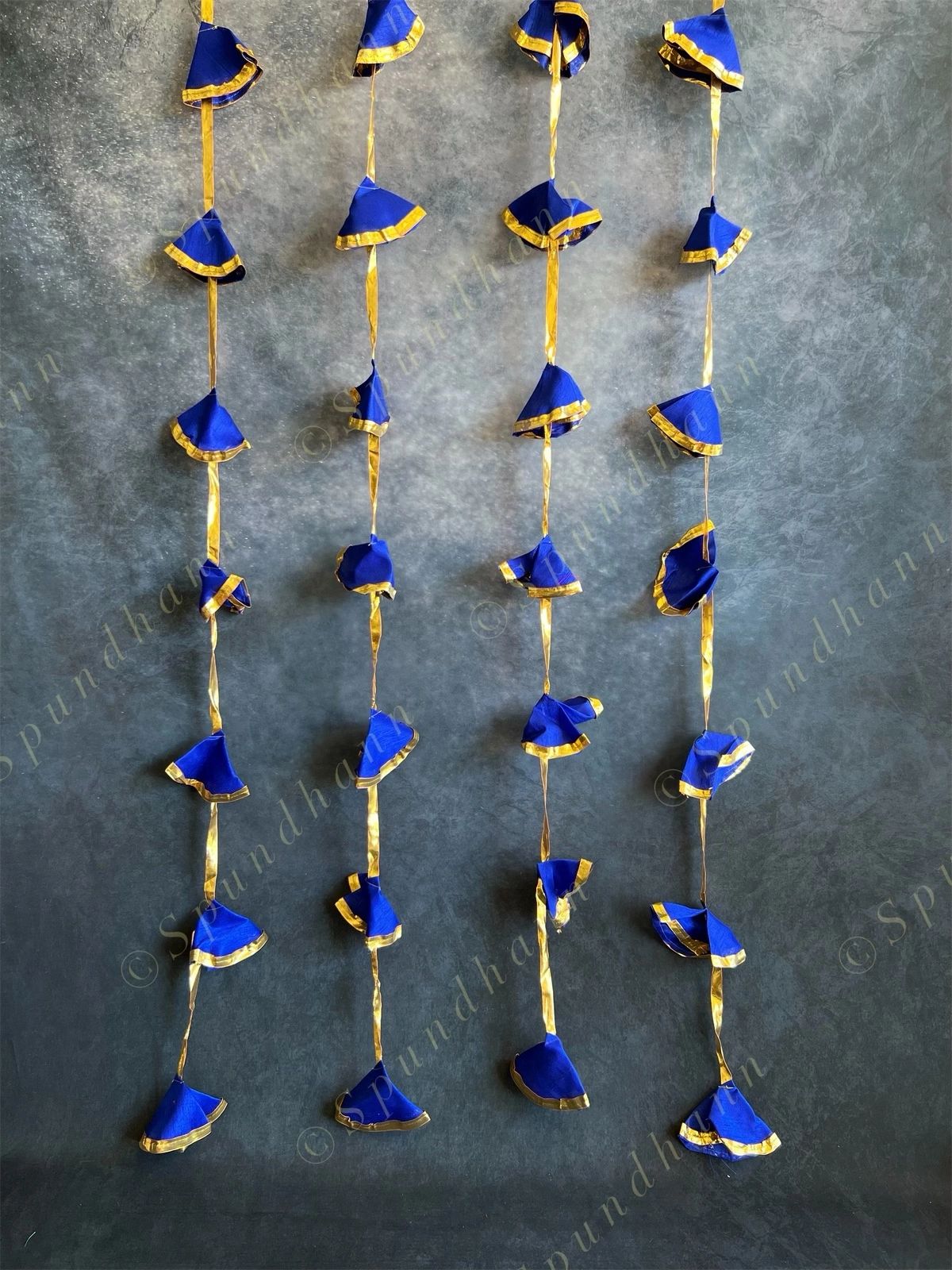 Pastel Colored Silk & Gold Gota Long Strings Wall Hanging Decor - Pack of 4 Strings