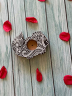 Carved Fish Wooden Block Tea Light Holder