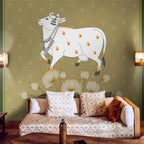 Life n Colors: White Cow and Lotuses, Pichwai Wallpaper