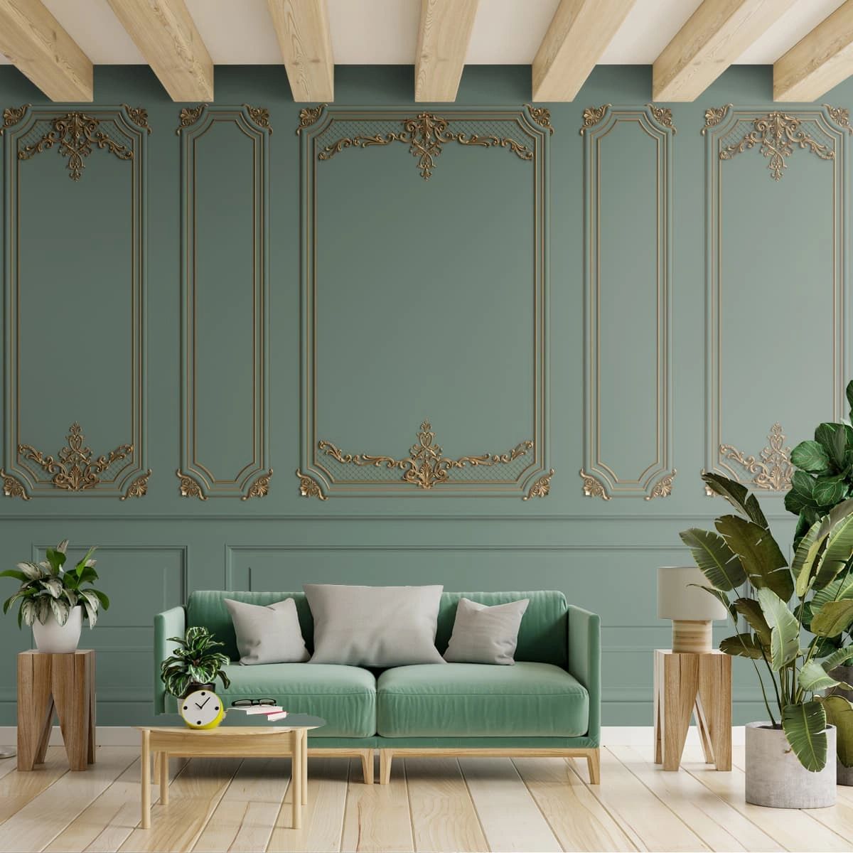 Life n Colors: 3D Molding Decorative Room Wallpaper, Green