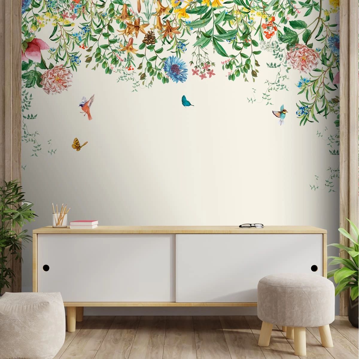 Life n Colors: Unique Hanging Floral and Bird Wallpaper