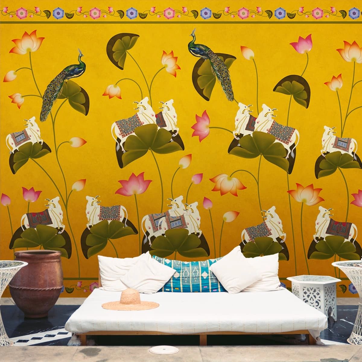 Life n Colors: Pichwai Floral Cow Painting Inspired Wallpaper