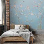 Life n Colors: Blue Chinoiserie Wallpaper, Flower Birds