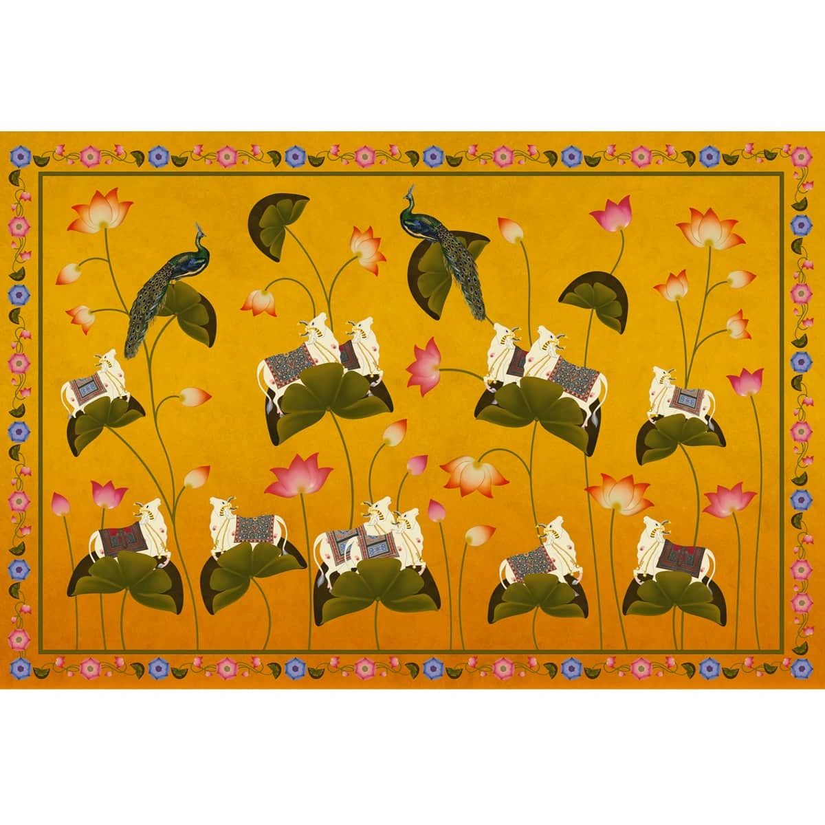 Life n Colors: Pichwai Floral Cow Painting Inspired Wallpaper
