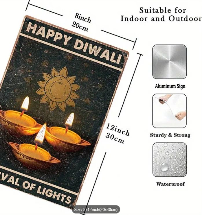 Happy Diwali Festival of Lights Metal Sign